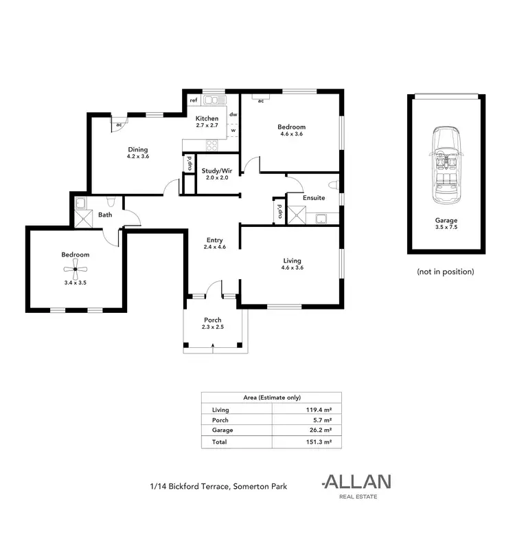 Floorplan of Homely unit listing, 1/14 Bickford Terrace, Somerton Park SA 5044