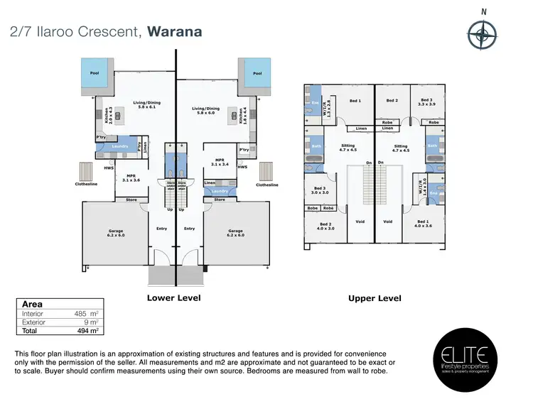 Floorplan of Homely semi-detached listing, 2/7 Ilaroo Crescent, Warana QLD 4575