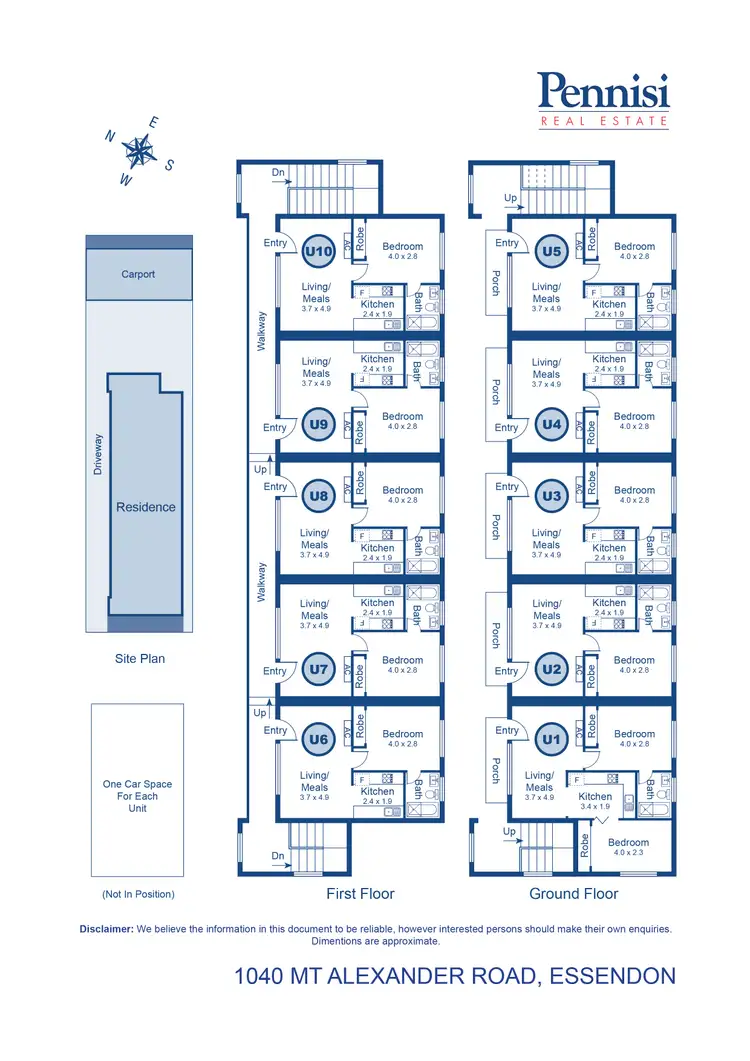 Floorplan of Homely block of units listing, 1 -10/1040 Mount Alexander Road, Essendon VIC 3040