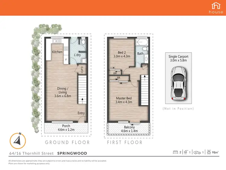Floorplan of Homely townhouse listing, 64/16 Thornhill St, Springwood QLD 4127