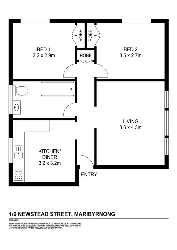 Floorplan of Homely apartment listing, 1/6 Newstead Street, Maribyrnong VIC 3032