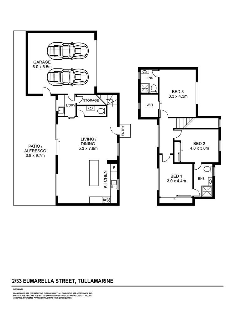 Floorplan of Homely townhouse listing, 2/33 Eumarella Street, Tullamarine VIC 3043