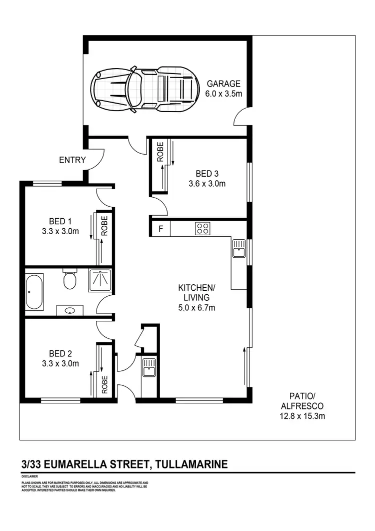 Floorplan of Homely unit listing, 3/33 Eumarella Street, Tullamarine VIC 3043