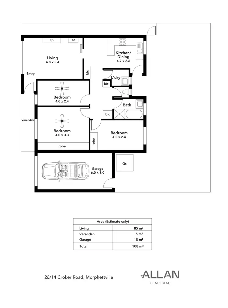 Floorplan of Homely unit listing, 26/14 Croker Road, Morphettville SA 5043