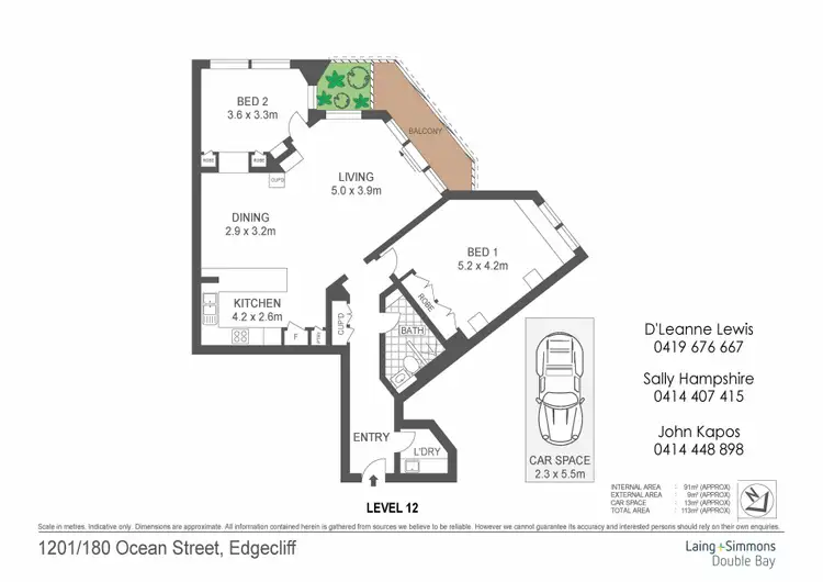 Floorplan of Homely apartment listing, 1201 "Eastpoint" 180 Ocean Street, Edgecliff NSW 2027