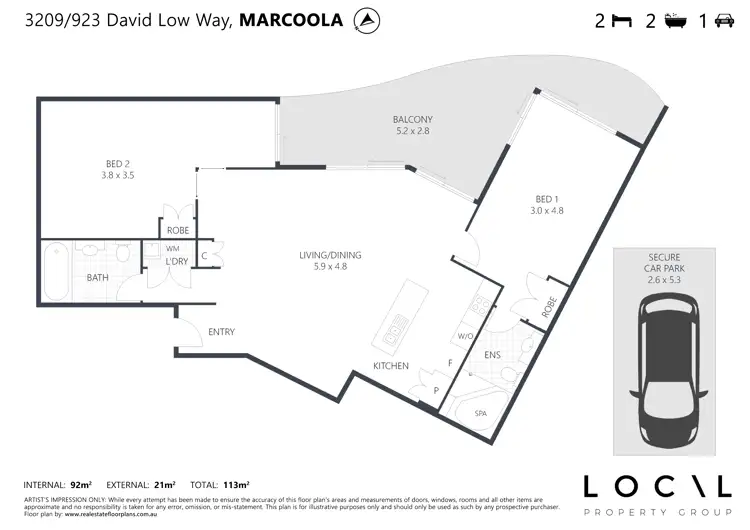 Floorplan of Homely unit listing, 3209/923 David Low Way, Marcoola QLD 4564