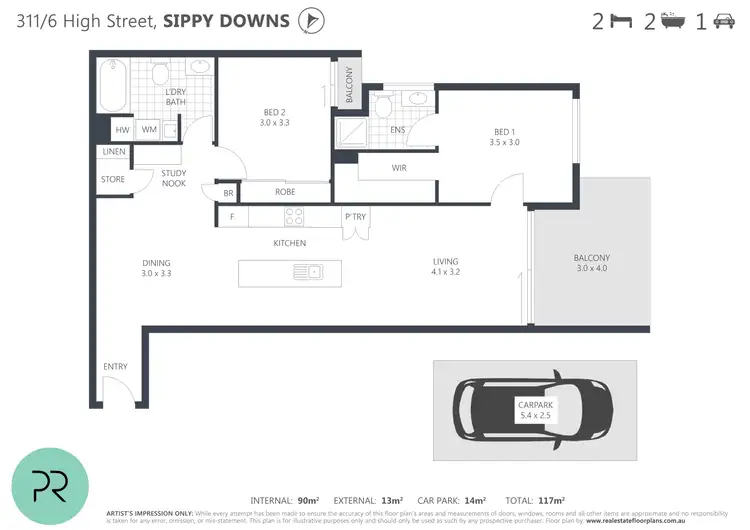 Floorplan of Homely unit listing, 311/6 High Street, Sippy Downs QLD 4556