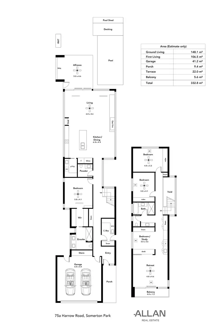 Floorplan of Homely house listing, 75A Harrow Road, Somerton Park SA 5044