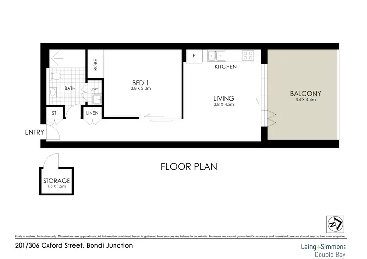 Floorplan of Homely apartment listing, 201/306 Oxford Street, Bondi Junction NSW 2022