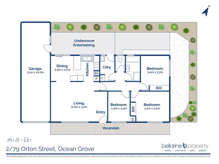 Floorplan of Homely unit listing, 2/79 Orton Street, Ocean Grove VIC 3226