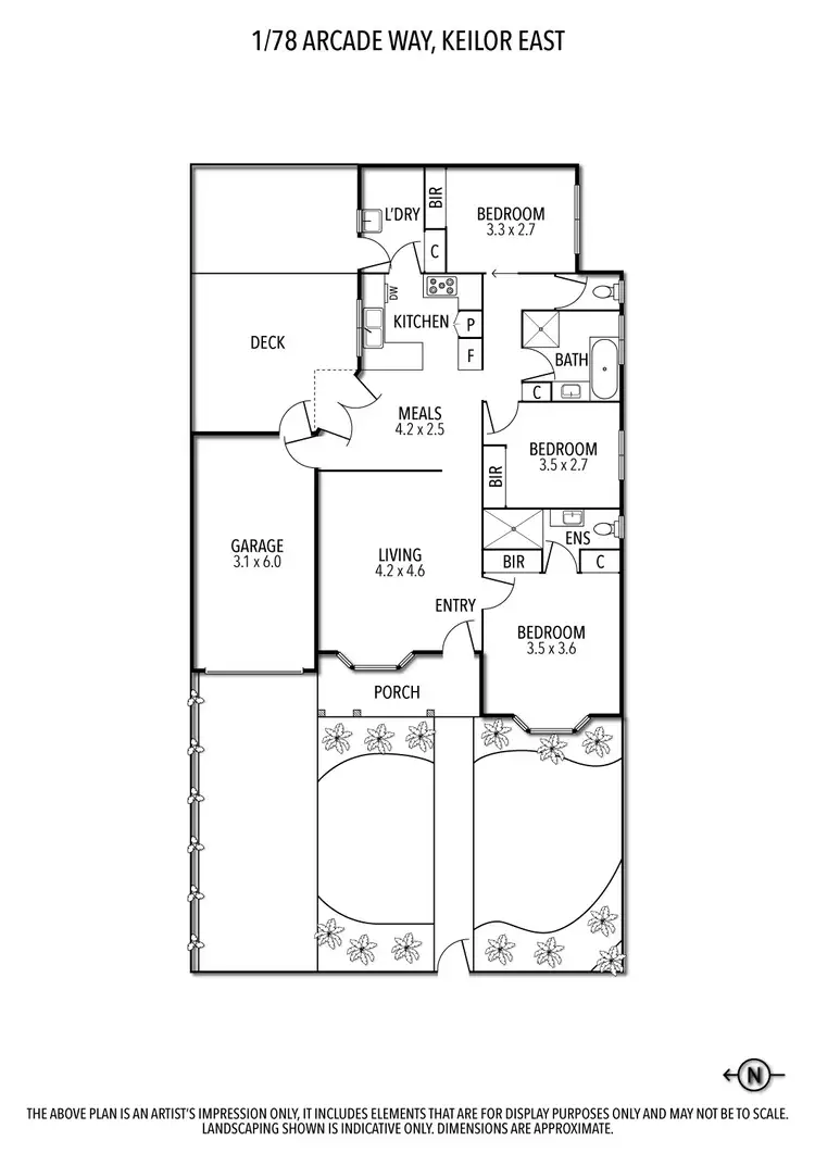Floorplan of Homely unit listing, 1/78 Arcade Way, Keilor East VIC 3033