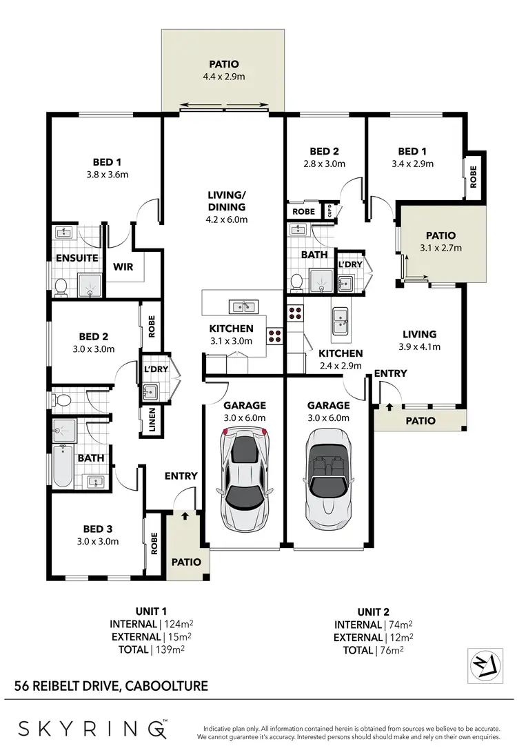 Floorplan of Homely semi-detached listing, 56 Reibelt Drive, Caboolture QLD 4510