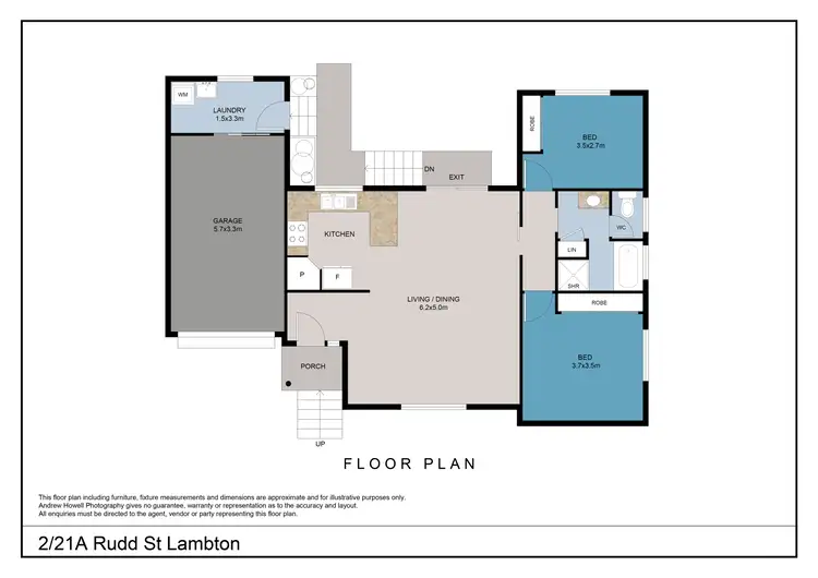 Floorplan of Homely unit listing, 2/21A Rudd Street, Lambton NSW 2299