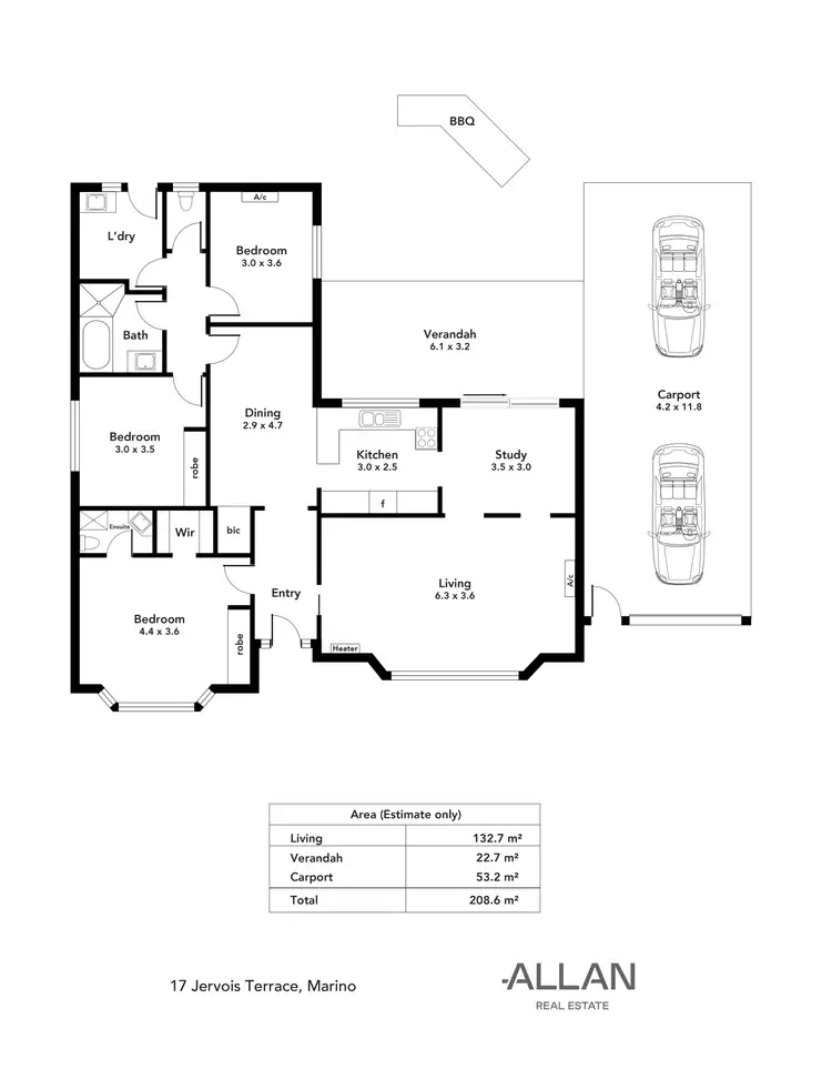 Floorplan of Homely house listing, 17 Jervois Terrace, Marino SA 5049