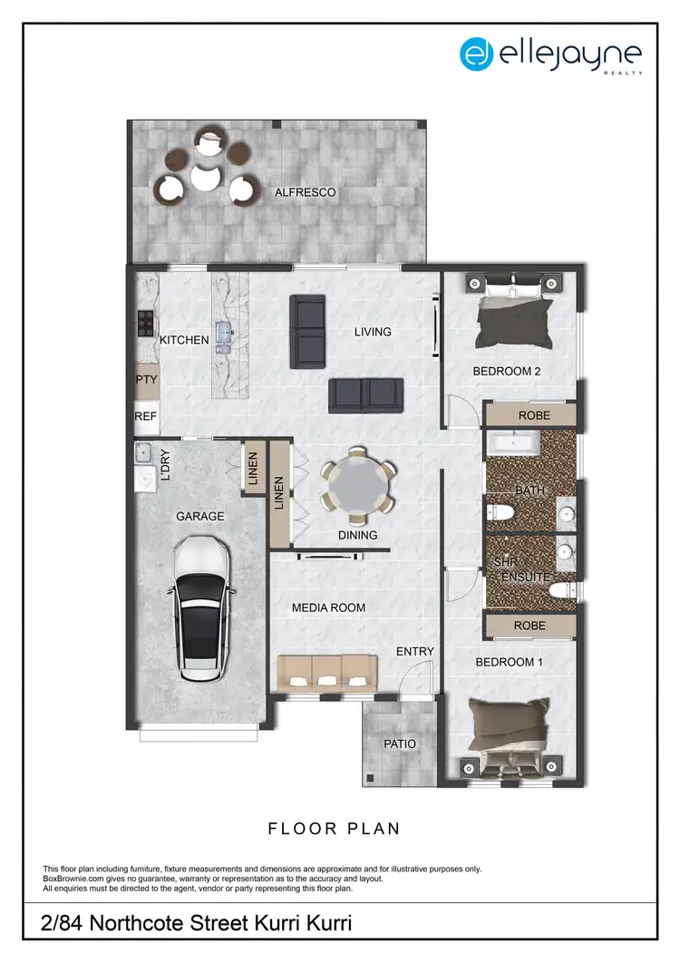 Floorplan of Homely semi-detached listing, 2/84A Northcote Street, Kurri Kurri NSW 2327