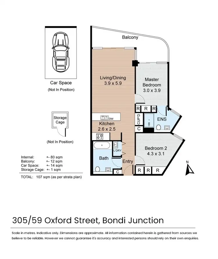 Floorplan of Homely apartment listing, 305/59 Oxford Street, Bondi Junction NSW 2022