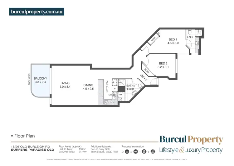 Floorplan of Homely apartment listing, 18/26 Old  Burleigh Road, Surfers Paradise QLD 4217