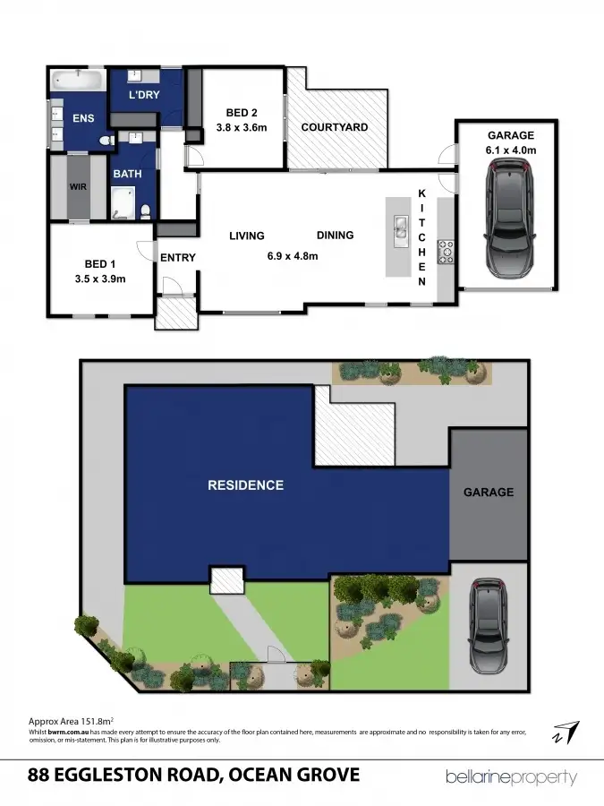Floorplan of Homely townhouse listing, 88 Eggleston Street, Ocean Grove VIC 3226