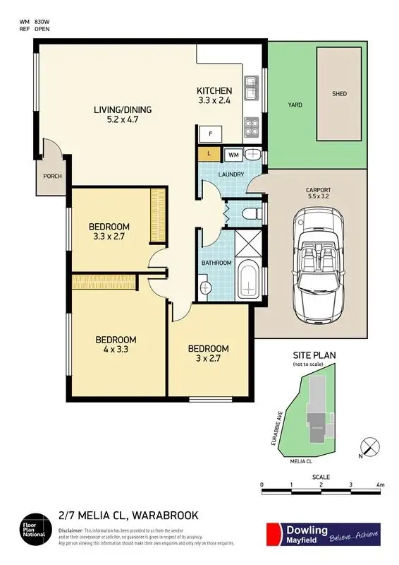 Floorplan of Homely semi-detached listing, 2/7 Melia Close, Warabrook NSW 2304