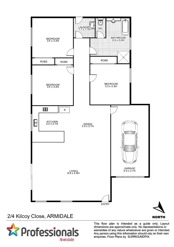 Floorplan of Homely unit listing, 2/4 Kilcoy Close, Armidale NSW 2350
