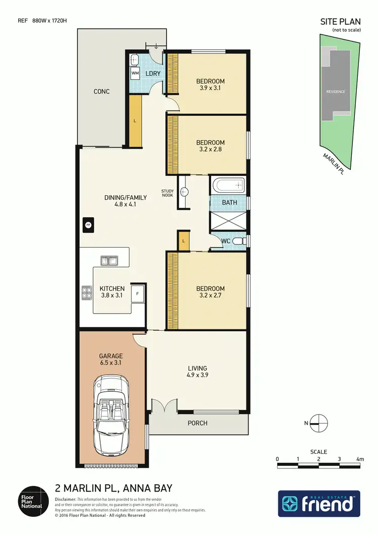 Floorplan of Homely semi-detached listing, 2 Marlin Place, Anna Bay NSW 2316
