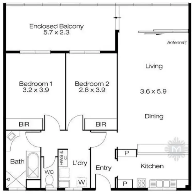Floorplan of Homely unit listing, 12/2 Angwin St, East Fremantle WA 6158
