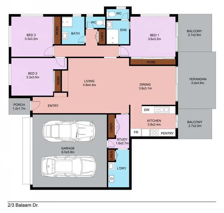 Floorplan of Homely unit listing, 2/3 Balaam Drive, Kalkie QLD 4670