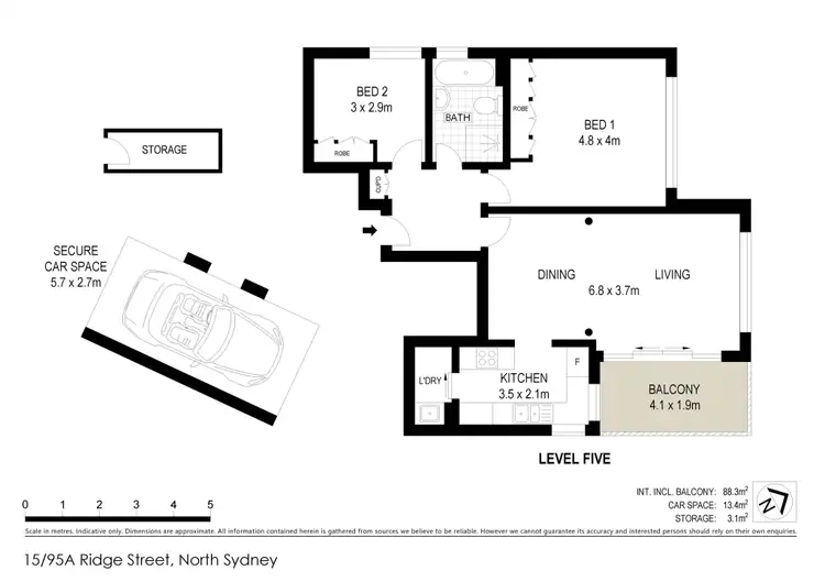 Floorplan of Homely apartment listing, 15/95A Ridge Street, North Sydney NSW 2060