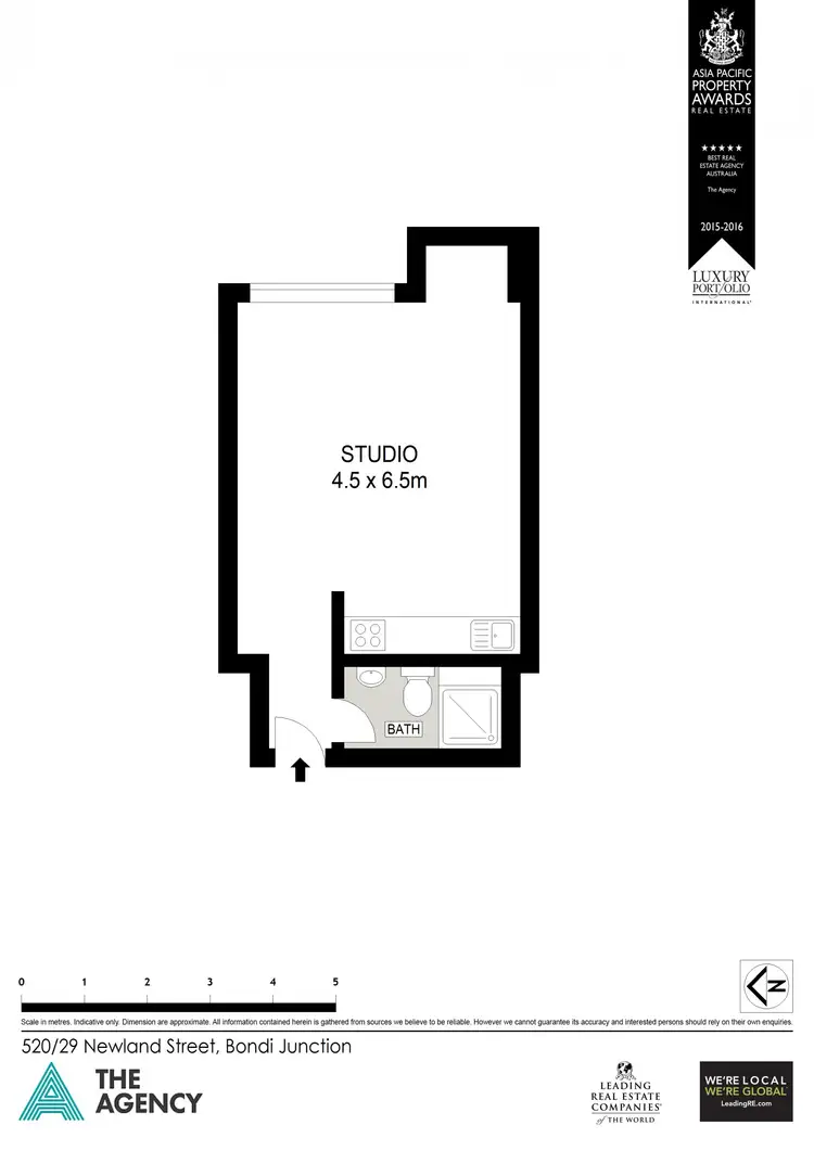 Floorplan of Homely studio listing, 520/29 Newland Street, Bondi Junction NSW 2022