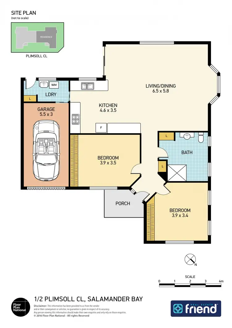 Floorplan of Homely semi-detached listing, 1/2 Plimsoll Close, Salamander Bay NSW 2317