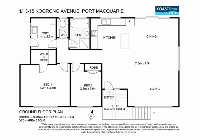 Floorplan of Homely apartment listing, 1/13-15 Koorong Avenue, Port Macquarie NSW 2444