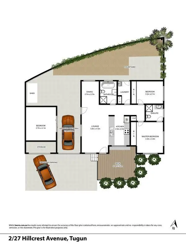 Floorplan of Homely semi-detached listing, 2/27 Hillcrest Avenue, Tugun QLD 4224
