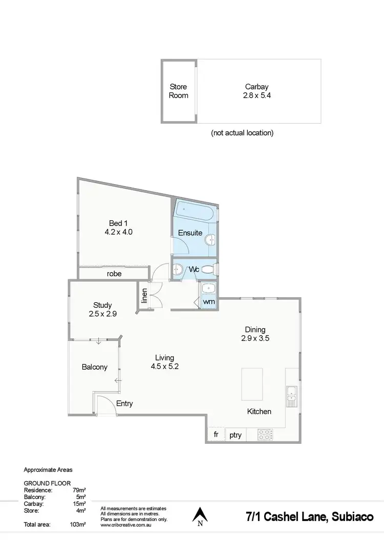 Floorplan of Homely apartment listing, 7/1 Cashel Lane, Subiaco WA 6008