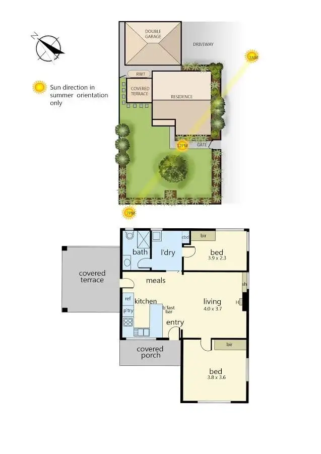 Floorplan of Homely unit listing, 1/74 Wells Road, Seaford VIC 3198