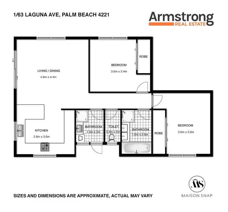 Floorplan of Homely semi-detached listing, 1/63 Laguna Avenue, Palm Beach QLD 4221