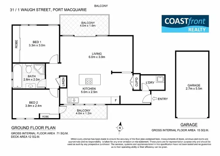 Floorplan of Homely apartment listing, 31/1 Waugh Street, Port Macquarie NSW 2444