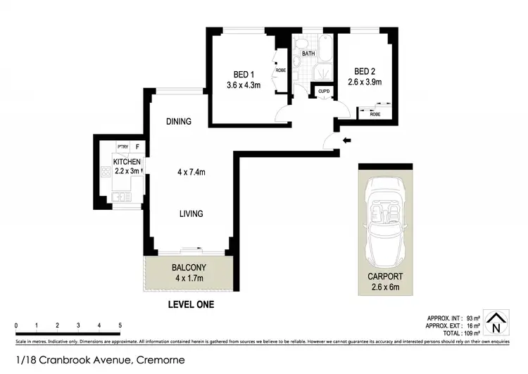 Floorplan of Homely apartment listing, 1/18 Cranbrook Avenue, Cremorne NSW 2090