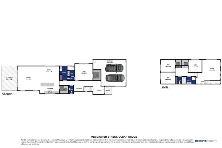 Floorplan of Homely townhouse listing, 95A Draper Street, Ocean Grove VIC 3226