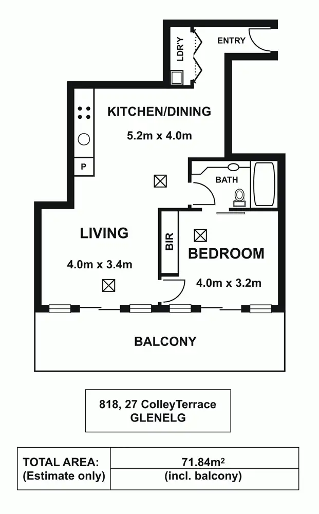Floorplan of Homely apartment listing, 818/27 Colley Terrace, Glenelg SA 5045