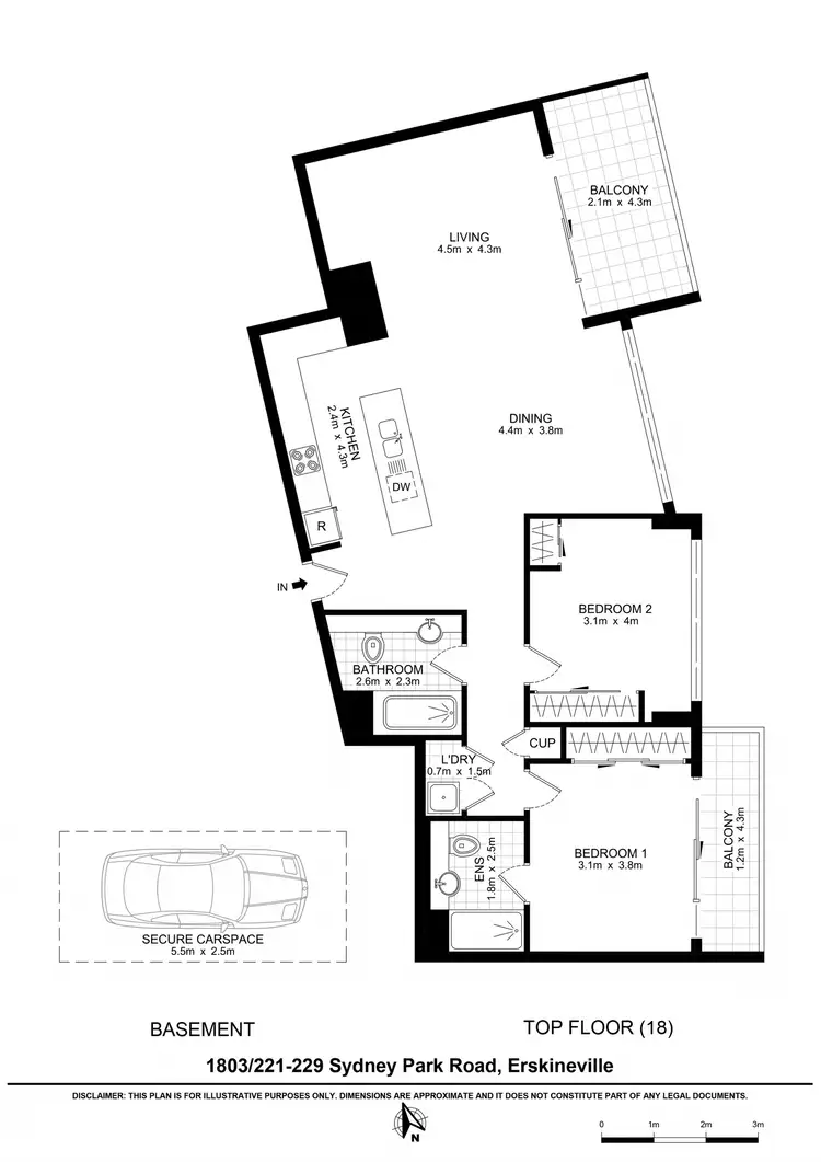 Floorplan of Homely apartment listing, 1803/221-229 Sydney Park Road, Erskineville NSW 2043