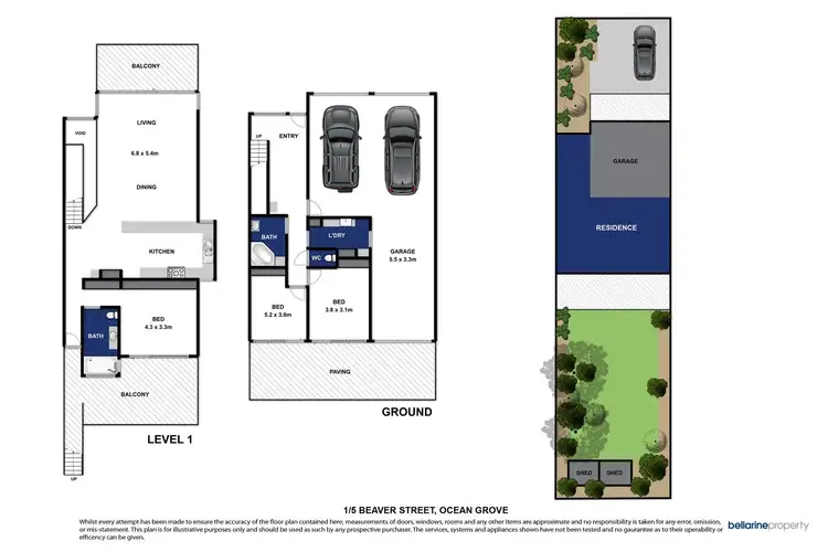 Floorplan of Homely townhouse listing, 1/5 Beaver Street, Ocean Grove VIC 3226