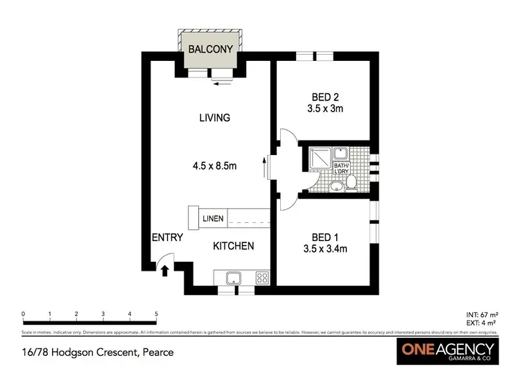 Floorplan of Homely flat listing, 16/78 Hodgson Crescent, Pearce ACT 2607