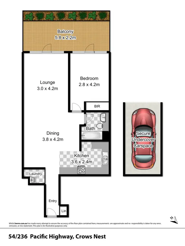 Floorplan of Homely apartment listing, 54/236 Pacific Highway, Crows Nest NSW 2065