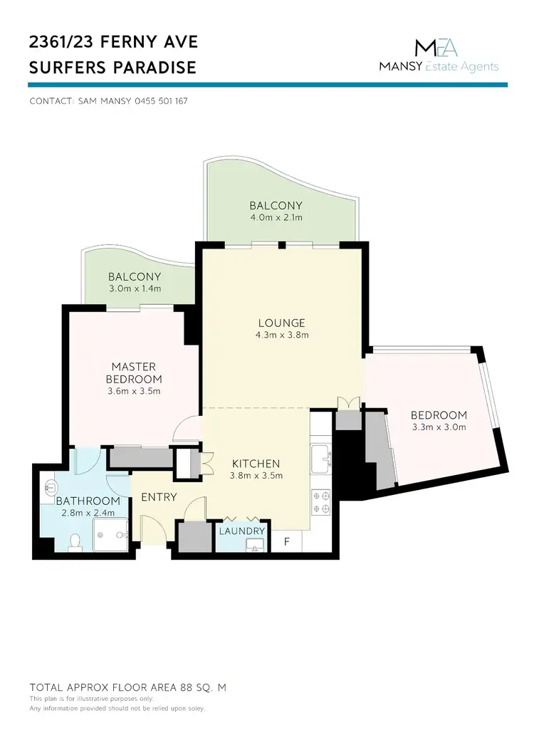 Floorplan of Homely apartment listing, 2361/23 Ferny Avenue, Surfers Paradise QLD 4217