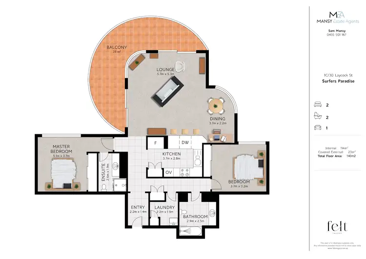 Floorplan of Homely apartment listing, 29 C/30 Laycock Street, Surfers Paradise QLD 4217