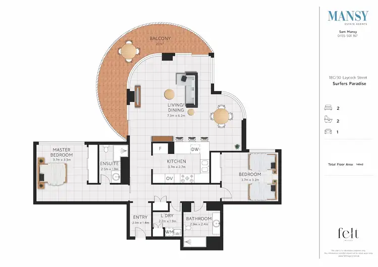 Floorplan of Homely apartment listing, 18C/30 Laycock Street, Surfers Paradise QLD 4217