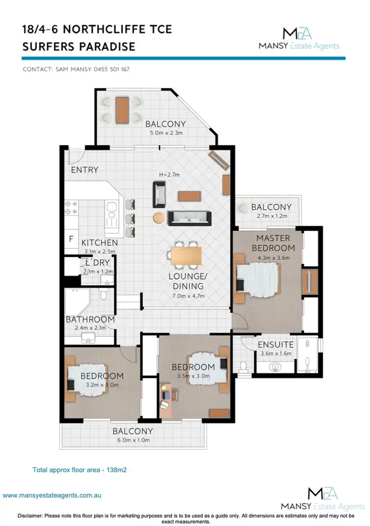 Floorplan of Homely apartment listing, 18/4-6 Northcliffe Terrace, Surfers Paradise QLD 4217