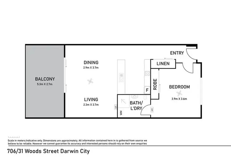 Floorplan of Homely apartment listing, 706/31 Woods St, Darwin City NT 800