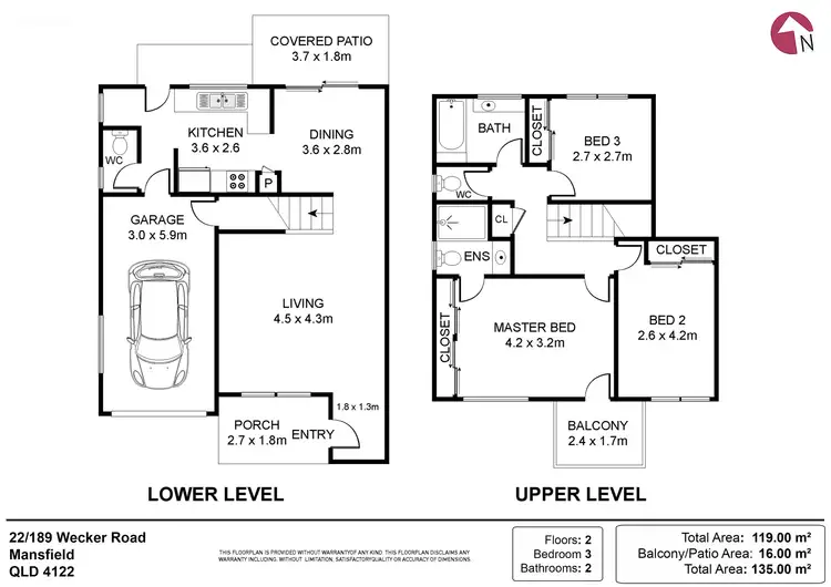 Floorplan of Homely townhouse listing, 22/189 Wecker Road, Mansfield QLD 4122