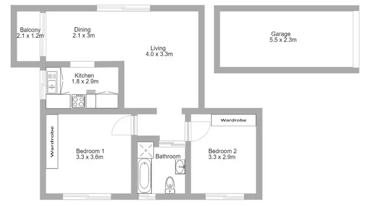 Floorplan of Homely unit listing, 1/3 Templeman Crescent, Hillsdale NSW 2036
